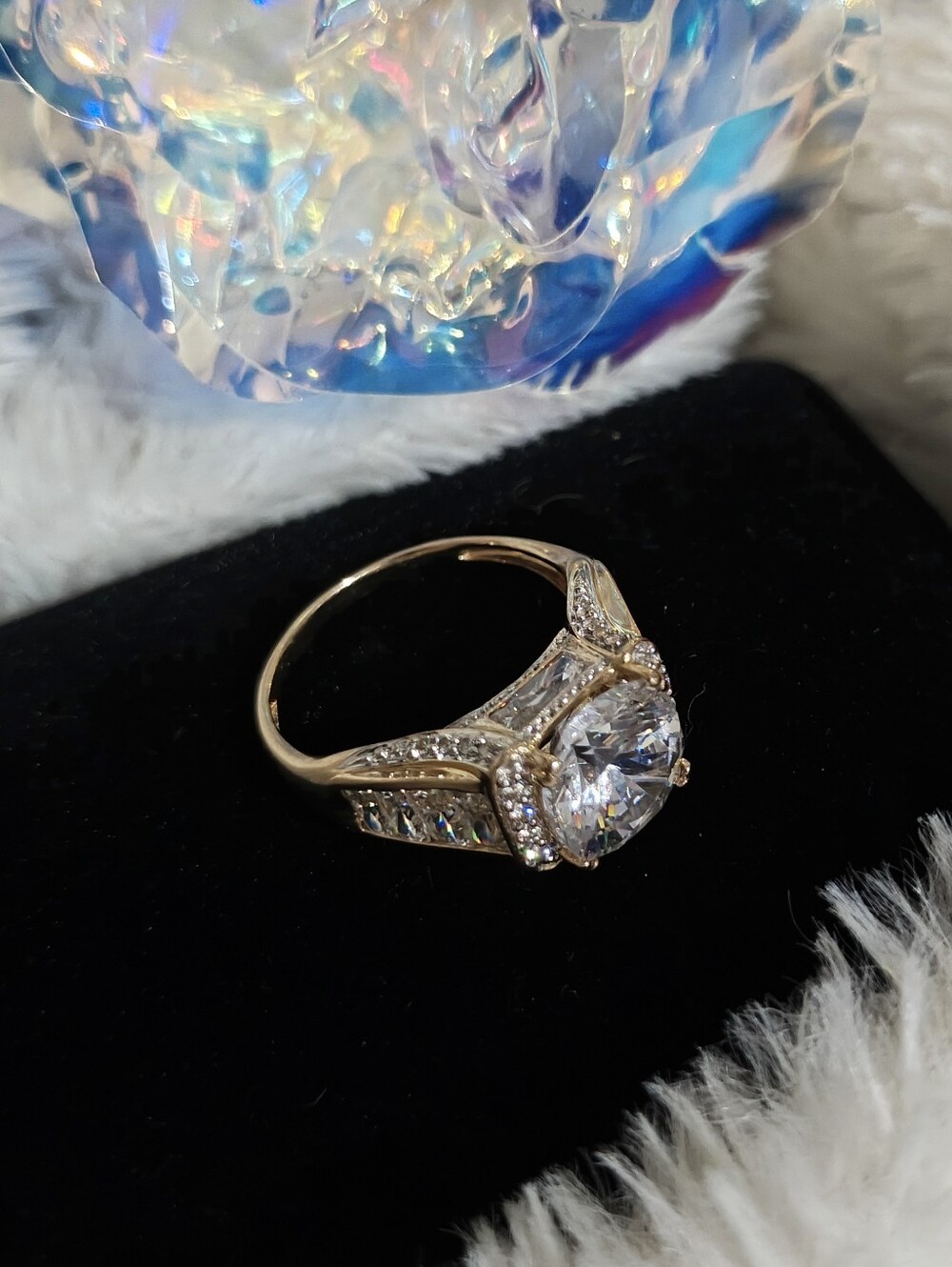 EXTRAORDINARY Vintage 14K Yellow Gold & CZ Estate Cocktail/Statement Ring